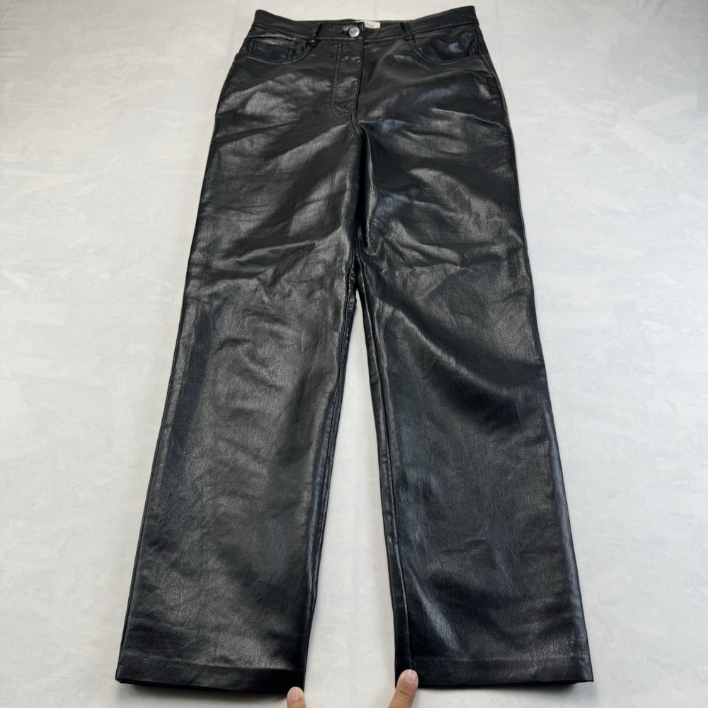 Wilfred Faux Leather Wide Leg Pants Women's Size 6 Black Vegan